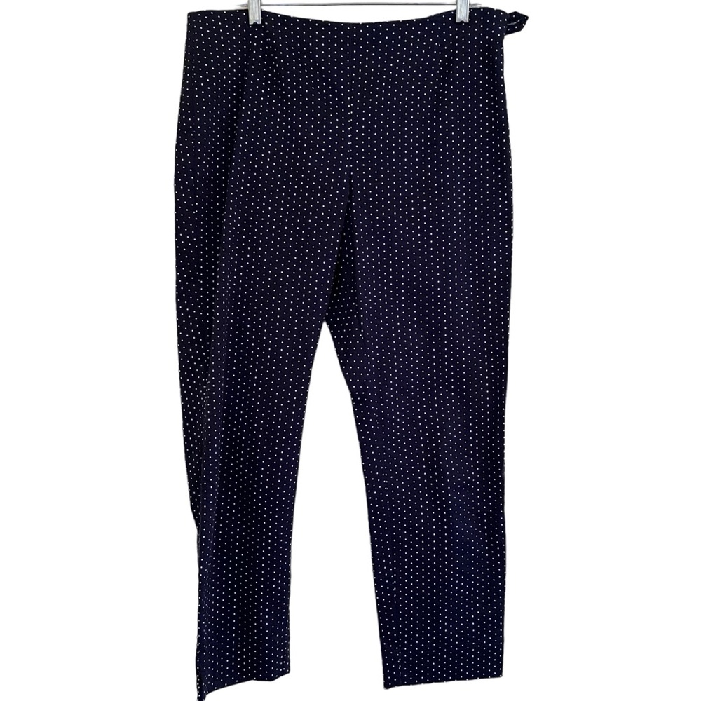 Charter Club Navy Blue with White Dots Flat Front Slim Leg Pant 12